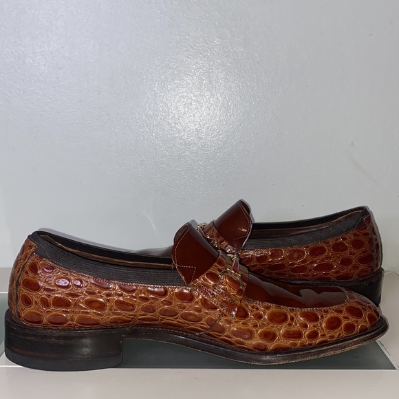 Vintage ALLEN EDMONDS MALIBU 2 TNE ALLIGATOR/ PATENT LOAFER-Mens Size 8.5 - Picture 12 of 16